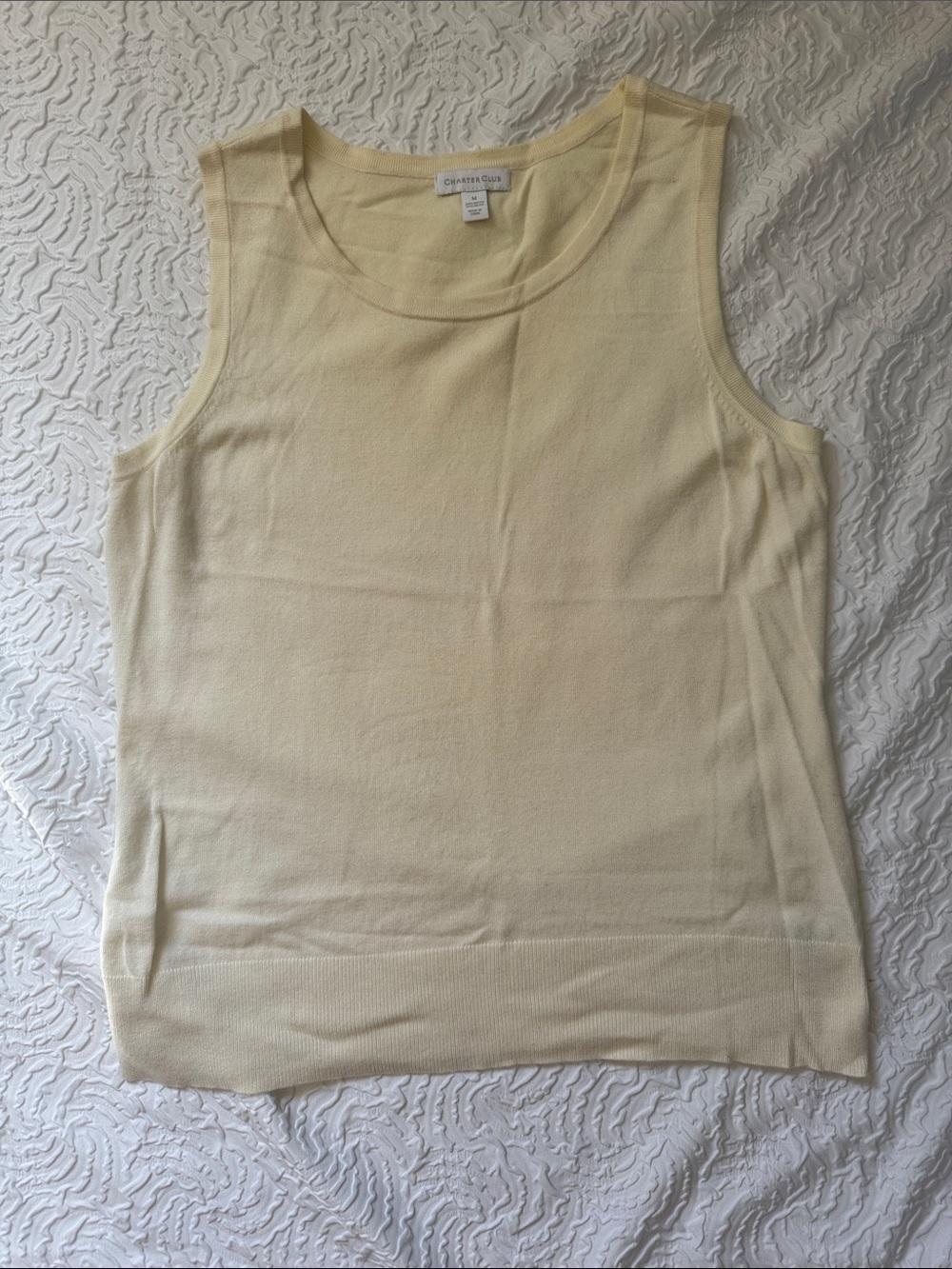 Charter Club Pale Yellow Knit Sleeveless Tank